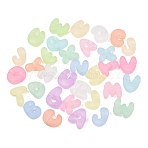 Frosted Transparent Acrylic European Beads, Large Hole Beads, Letter, Mixed Color, 21~24.5x18~24.5x9~9.5mm, Hole: 6mm(AC-CBAE09B-07)