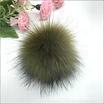Faux Fox Fur Soft Pompom Ball, with Metal Snap Button, for Hats Shoes Scarves Bag Charms Accessories, Dark Olive Green, 100mm(DIY-WH20002-620A-10)