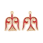Brass Enamel Connector Charms, Swallow Links, Real 18K Gold Plated, Red, 23x17x2mm, Hole: 1.7mm(KK-CBA6818-01G-01)