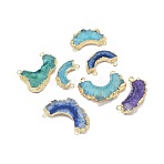 Natural Druzy Quartz Pendants, Solar Quartz, with Brass Findings, Dyed, Shape of the Letter U, Mixed Color, Golden, 7~20x18~50x4~6mm, Hole: 2.5mm(G-G791-04G)