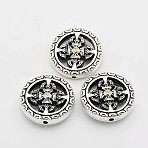 Tibetan Style Alloy Beads, Flat Round, Antique Silver, 25x8mm, Hole: 1.5mm(X-TIBEB-O004-72)