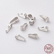 Rhodium Plated 925 Sterling Silver Snap on Pendant Bails, Platinum, 7.5x3.5x3.3mm, Hole: 2x6mm(STER-I005-25P)