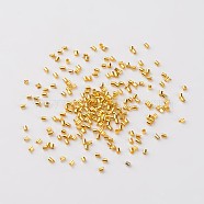 Brass Crimp Beads, Cadmium Free & Lead Free, Tube, Golden, 1.5x1.5mm, Hole: 1mm(E001-NFG)