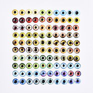 Flat Back Glass Cabochons, Dome/Half Round with Dragon Eye Pattern, Mixed Color, 8x3mm, 2pcs/color, 50 colors, 100pcs/bag, 1bag/box(GGLA-SZ0001-01B)