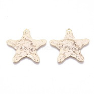 Brass Pendants, Hammered, Nickel Free, Sea Star/Starfish, Real 18K Gold Plated, 35x36.5x2mm, Hole: 1.8mm(KK-N231-48-NF)