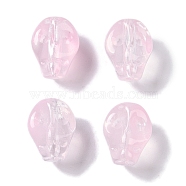 Baking Paint Glass Beads, Skull, Pink, 10x8x7.5mm, Hole: 1mm(GLAA-S202-17D)