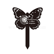 Acrylic Garden Stake, Ground Insert Decor, for Yard, Lawn, Garden Decoration, Butterfly with Memorial Words, Sunflower Pattern, 205x145mm(AJEW-WH0364-001)