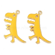 Rack Plating Alloy Enamel Pendants, Golden, Dinosaur Charm, Yellow, 29.5x22x2mm, Hole: 2mm(FIND-Q099-01G-03)