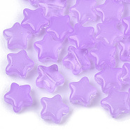 Transparent Spray Painted Glass Beads, Star, Imitation Jelly, Violet, 8x8x4mm, Hole: 0.8~1mm(GLAA-N035-01-A04)