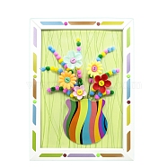 Creative DIY Flower Pattern Resin Button Art Kits, with Paper Frame, Pushpin, Iron Wire, Educational Craft Painting Sticky Toys for Kids, Colorful, 32.5x24x0.6cm, Hole: 3mm(DIY-G087-06)