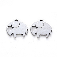 201 Stainless Steel Charms, Laser Cut, Elephant, Stainless Steel Color, 15x15x1mm, Hole: 0.9mm(STAS-N092-75)