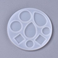 Silicone Molds, Resin Casting Molds, For UV Resin, Epoxy Resin Jewelry Making, Mixed Shapes, teardrop, & Flat Round & Rhombus, White, 92x5mm(DIY-F041-03B)