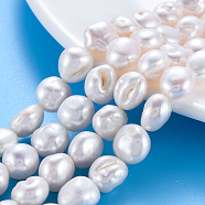 Natural Keshi Pearl Beads Strands, Cultured Freshwater Pearl, Potato, Seashell Color, 9~14x10~12x7~10mm, Hole: 0.6mm, about 35~36pcs/strand, 14.96 inch(38cm).(PEAR-S020-X01)