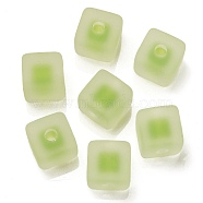 Frosted Acrylic European Beads, Bead in Bead, Cube, Yellow Green, 13.5x13.5x13.5mm, Hole: 4mm(OACR-G012-14G)