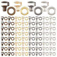 Elite 120 Sets 4 Colors Brass Boots Hook Eyelet Buckles, with Ring, for Riding Hiking Shoes Repair Accessories, Mixed Color, 11.5x8x9mm, Hole: 3mm, 30 sets/color(FIND-PH0009-29)