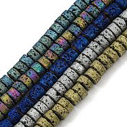 Electroplated Natural Lava Rock Beads Strands, Column, Mixed Color, 4~4.5x2~2.5mm, Hole: 1mm, about 154pcs/strand, 16.54''(42cm)(G-Z032-J03-11)