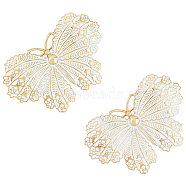 2Pcs Butterfly Enamel Pins, Light Gold Alloy Badges for Backpack Clothes, White, 34x50.5x12.5mm(JEWB-HY0001-22)