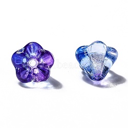 Transparent Czech Glass Beads, Two Tone, Flower, Medium Purple, 6.5x5mm, Hole: 0.8mm, about 357~363pcs/bag(GLAA-G070-05B-010)