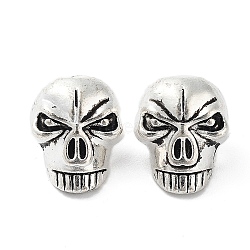 Tibetan Style Alloy Beads, Cadmium Free & Lead Free, Skull, Antique Silver, 15x12x11mm, Hole: 4.5mm, about 254pcs/1000g(FIND-Q094-12A-AS)