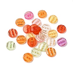 Transparent Acrylic Buttons, Plastic Sewing Buttons for Costume Design, 2-Hole, Dyed, Flat Round, Mixed Color, 13x3mm, Hole: 1mm(BUTT-Q031-M)