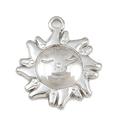 304 Stainless Steel Pendants, Smiling Sun Face Charms, Stainless Steel Color, 17.5x15x2.5mm, Hole: 1.5mm(SA-CBABA5E-07P-01)