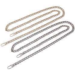 Bag Strap Chains, Iron Curb Link Chains, with Swivel Lobster Claw Clasps, Platinum & Golden, 120x1cm(IFIN-PH0015-01A-M)