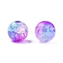 Transparent Crackle Acrylic Beads, Round, Orchid, 8x7.5mm, Hole: 1.8mm, about 1700pc/500g(CACR-N002-10A)