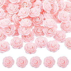 80Pcs Opaque Resin Cabochons, Rose Flower, Pink, 18.5x18x8mm(RESI-DC0001-61C)