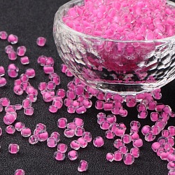 6/0 Glass Seed Beads, Inside Colours, Pink, about 4mm in diameter, hole: 1mm, about 4500pcs/pound(SDB4mm137)