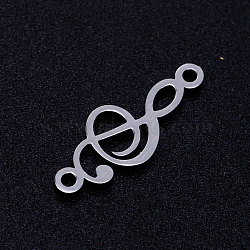 201 Stainless Steel Links connectors, Treble Clef, Stainless Steel Color, 18.5x7x1mm, Hole: 1.2mm(STAS-Q201-JN331-1)
