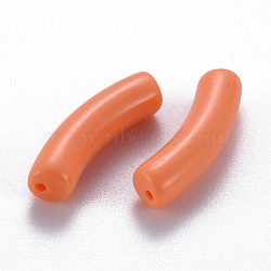 Opaque Acrylic Beads, Curved Tube, Coral, 32x9.5x8mm, Hole: 1.8mm, about 330pcs/500g(MACR-S372-002B-S025)