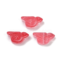 Transparent Glass Beads, Bird, Baking Paint, Crimson, 10x20x8mm, Hole: 1.2mm(DGLA-E004-13G)