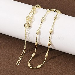 Brass Oval Ball Chain Necklaces for Men Women, Real 18K Gold Plated, 18.70 inch(47.5cm)(X-NJEW-L012-03G)