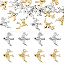 18Pcs 2 Colors Alloy Pendants, Swallow Charms, Lead Free & Cadmium Free, Rack Plating, Golden, 14.5x11.5x3mm, Hole: 1.2mm, 9pcs/color(FIND-TADJ0001-20)