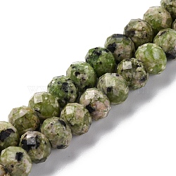 Natural Sesame Jasper Beads Strands, Dyed, Faceted, Rondelle, Yellow Green, 8x6mm, Hole: 1mm, about 63~64pcs/strand, 14.96''~15.35''(38~39cm)(G-K380-A20-01)