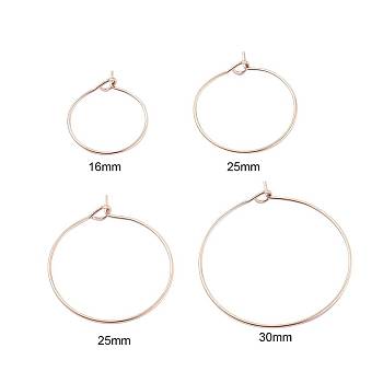 30Pcs 5 Size 316L Surgical Stainless Steel Hoop Earring Findings, Wine Glass Charms Findings, Golden, 20~21 Gauge, 16~35x0.7~0.8mm, 30pcs/box