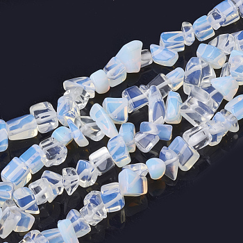 Opalite Beads Strands, Chip, 6~20x4~8x1.5~8mm, Hole: 1mm, about 209pcs/strand, 35.1 inch
