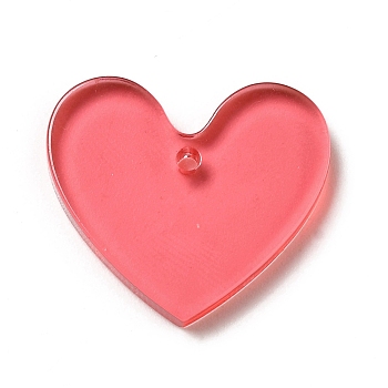 Transparent Acrylic Pendants, Heart, Light Coral, 20x23x3mm, Hole: 1.6mm