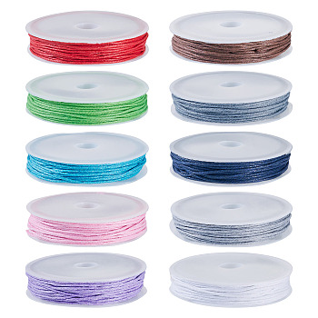 68M 10 Colors Waxed Cotton Cords, Multi-Ply Round Cord, Macrame Artisan String for Jewelry Making, with 10Pcs Polypropylene(PP) Spools, Mixed Color