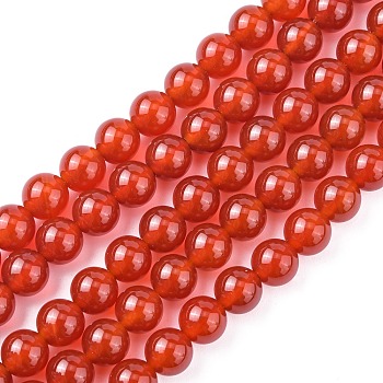 Natural Carnelian Beads Strands, Grade A, Dyed, Round, 6mm, Hole: 1mm, 31pcs/strand, 8 inch