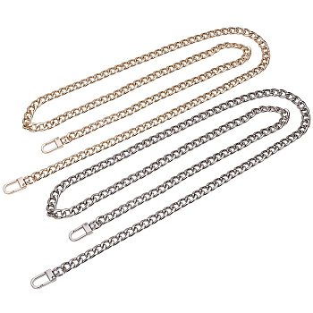 Bag Strap Chains, Iron Curb Link Chains, with Swivel Lobster Claw Clasps, Platinum & Golden, 120x1cm