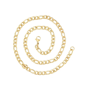Men's 201 Stainless Steel Figaro Chains Necklace, Golden, 17.72 inch(45cm), Wide: 5mm