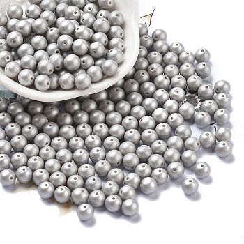 Baking Paint Glass Seed Beads, Round, Silver, 6mm, Hole: 0.8mm, about 1800pcs/1pound