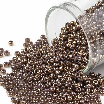 TOHO Round Seed Beads, Japanese Seed Beads, (1704) Gilded Marble Lavender, 11/0, 2.2mm, Hole: 0.8mm, about 1110pcs/bottle, 10g/bottle