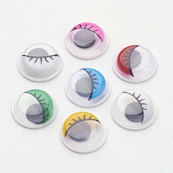 Plastic Wiggle Googly Eyes Buttons DIY Scrapbooking Crafts Toy Accessories with Label Paster on Back, Mixed Color, 10x3mm