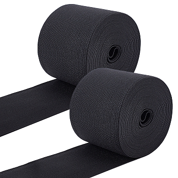 Flat Elastic Rubber Cord/Band, Webbing Garment Sewing Accessories, Black, 60x0.5mm, about 5m/roll