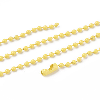 Iron Ball Bead Chains, Soldered, with Iron Ball Chain Connectors, Yellow, 28 inch, 2.4mm