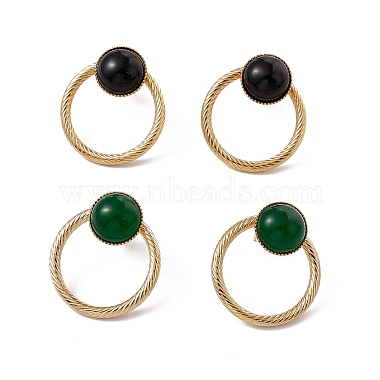 Mixed Color Ring Glass Stud Earrings