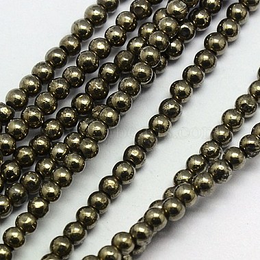 3mm DarkKhaki Round Pyrite Beads