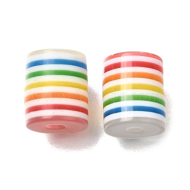 Transparent Rainbow Stripe Opaque Resin Beads(RE-CBA0A57-12B)-1